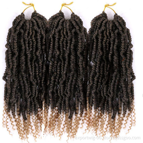 Wholesale Bomb Twist Crochet Hair Extensions Curly Bomb Spring Twist Crochet Braiding Hair Ombre Color Synthetic Fiber 12inch